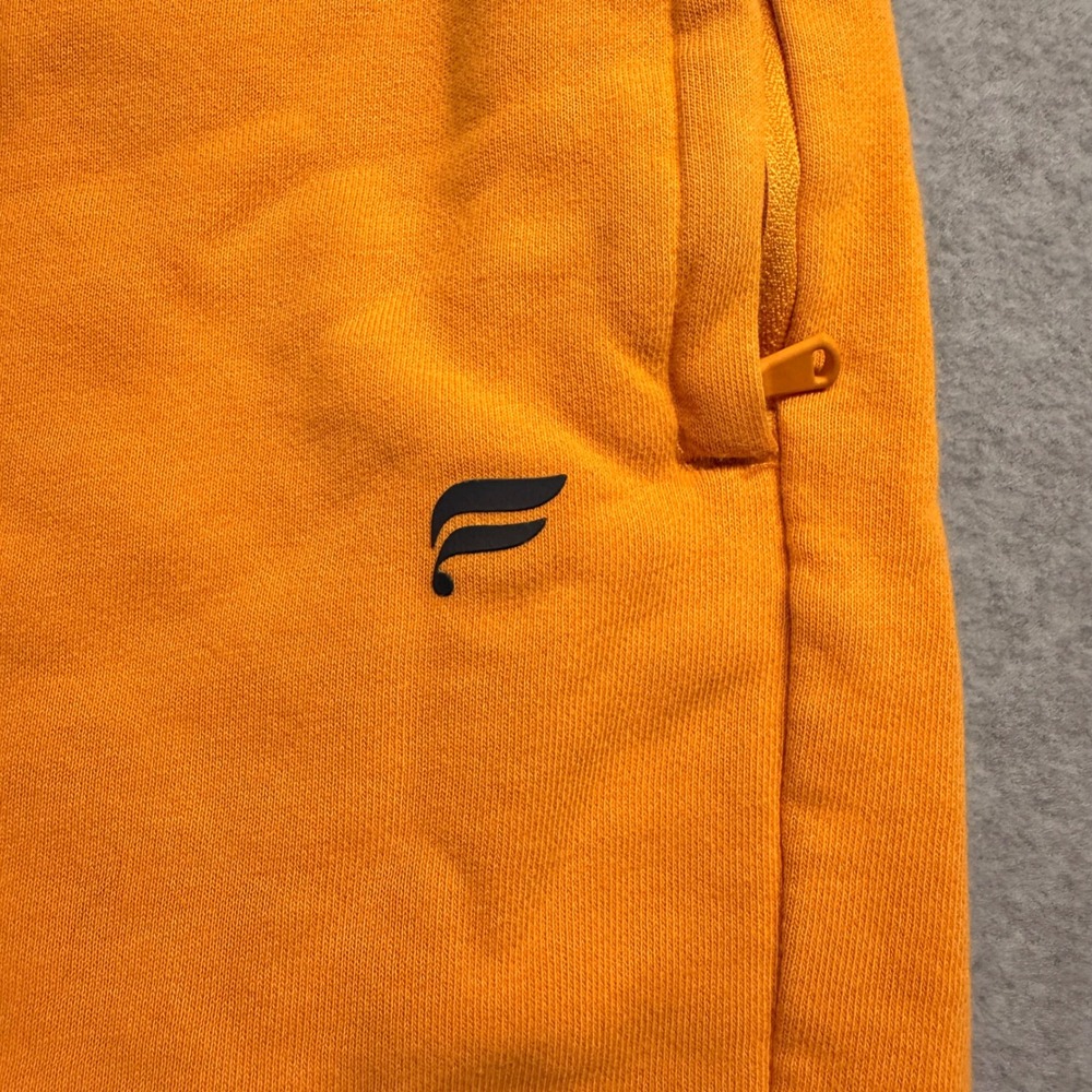 Fabletics Mens French Terry Athletic Shorts Orange Mustard Pockets Size S - Picture 3 of 8